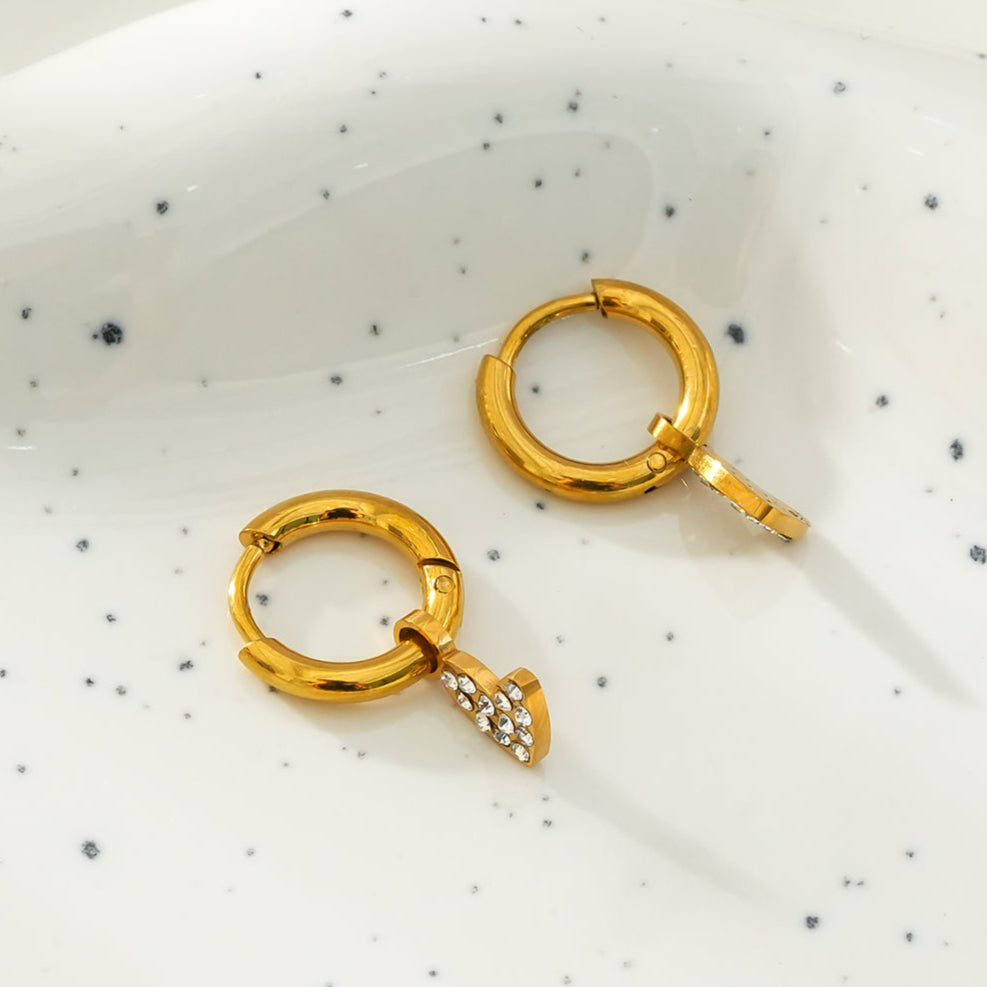 VIRTUOUS Gold: Mini Hoops with Zirconia Embedded Heart Charm