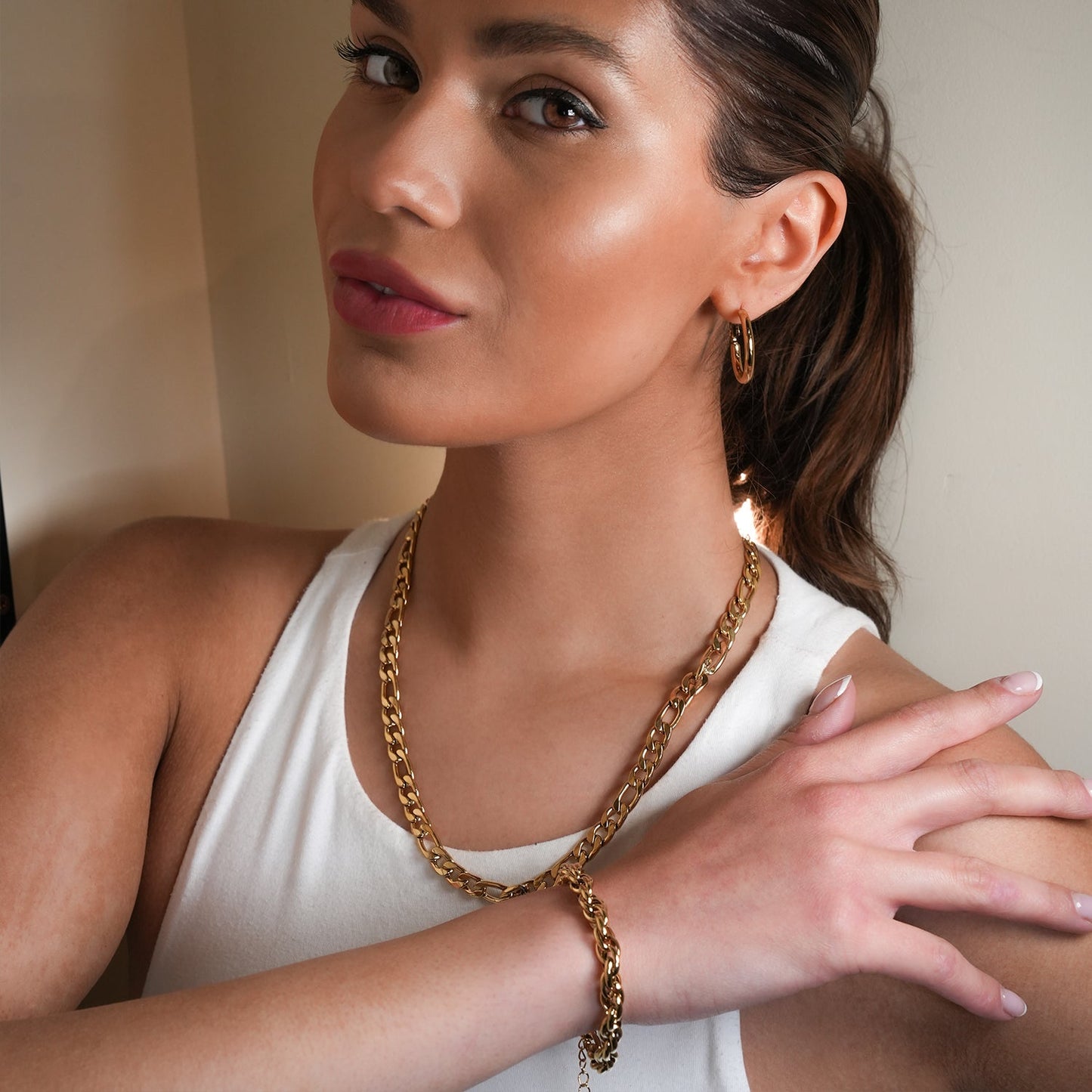 WANDSWORTH Gold: Interwoven Chain Bracelet | Modern Statement Link Bracelet