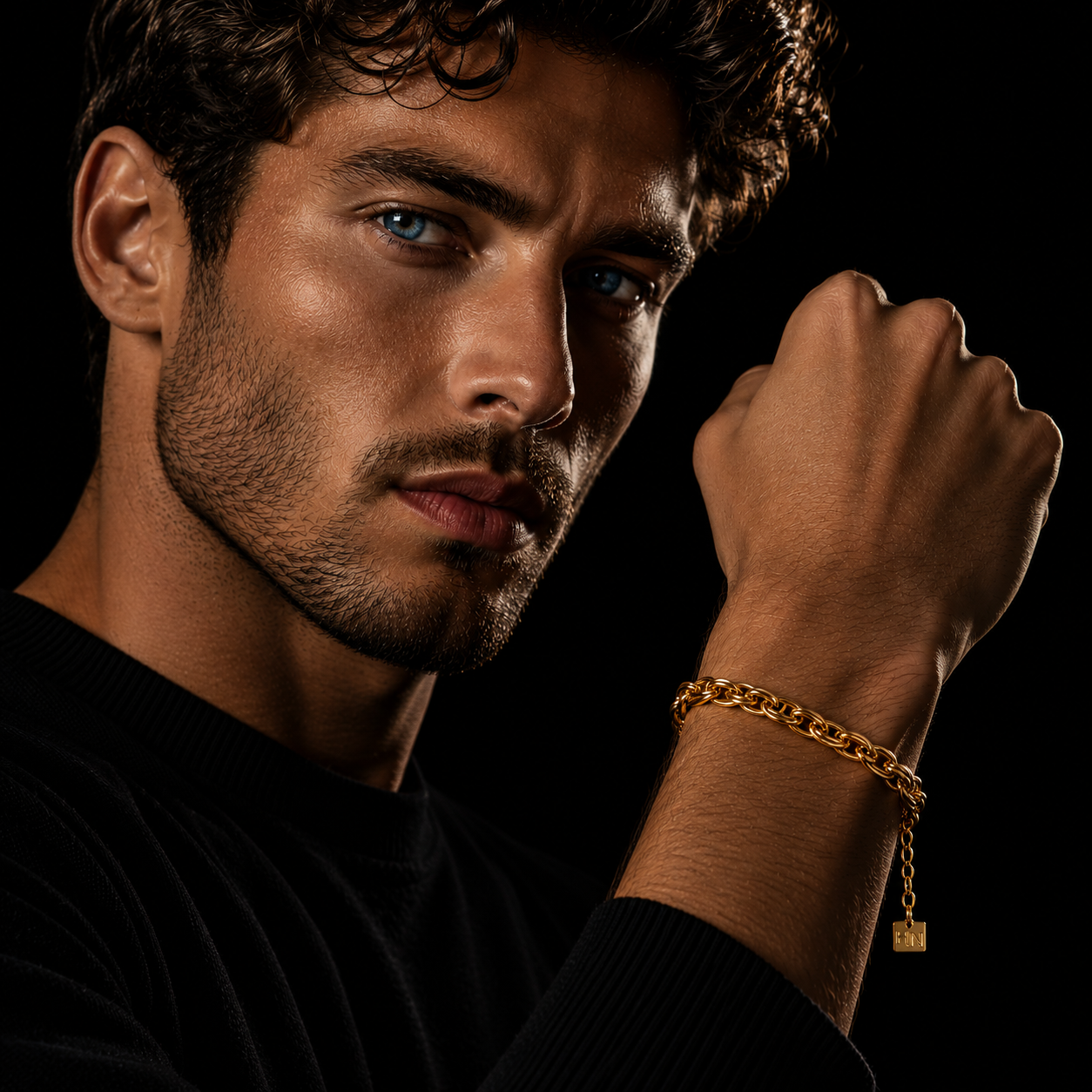 WANDSWORTH Gold: Interwoven Chain Bracelet | Modern Statement Link Bracelet