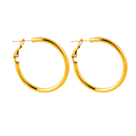 Style YANNA 2986: Mid-Width Essential Hoop Earrings Gold Size C (3cm)