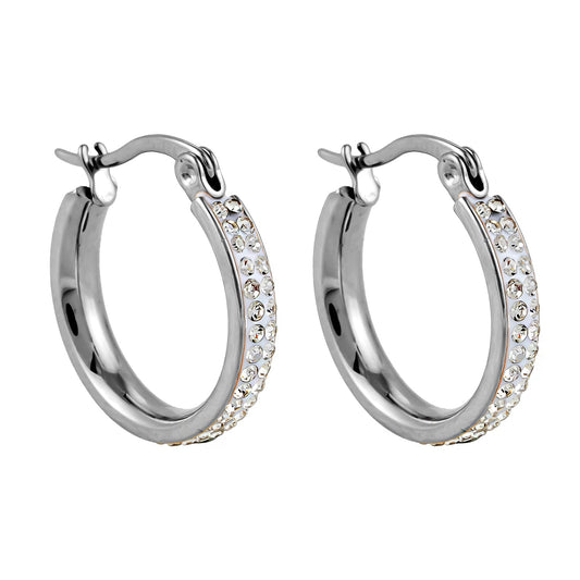 Style YARA 2234S: 'Pavé All the Way' Zirconia Hoop Earrings (Small Size) Silver
