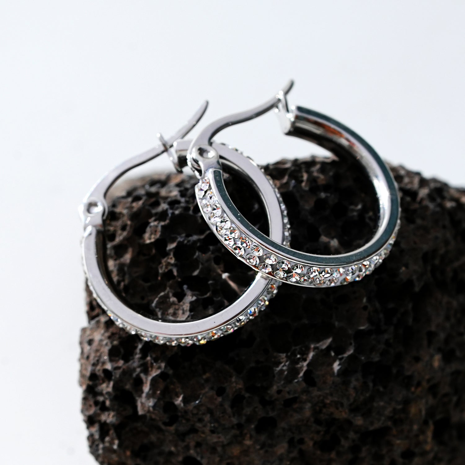 Style YARA 2234S: 'Pavé All the Way' Zirconia Hoop Earrings (Small Size) Silver