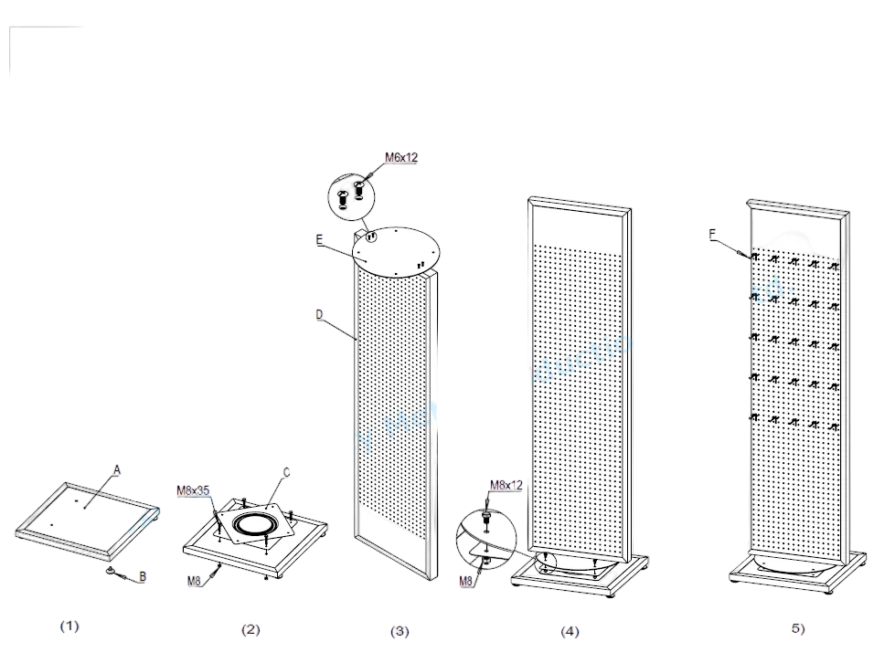 HACKNEY NINE Double-Sided Spinning Metal Floor Display Stand – Black Matte Luxe Pegboard With Logo