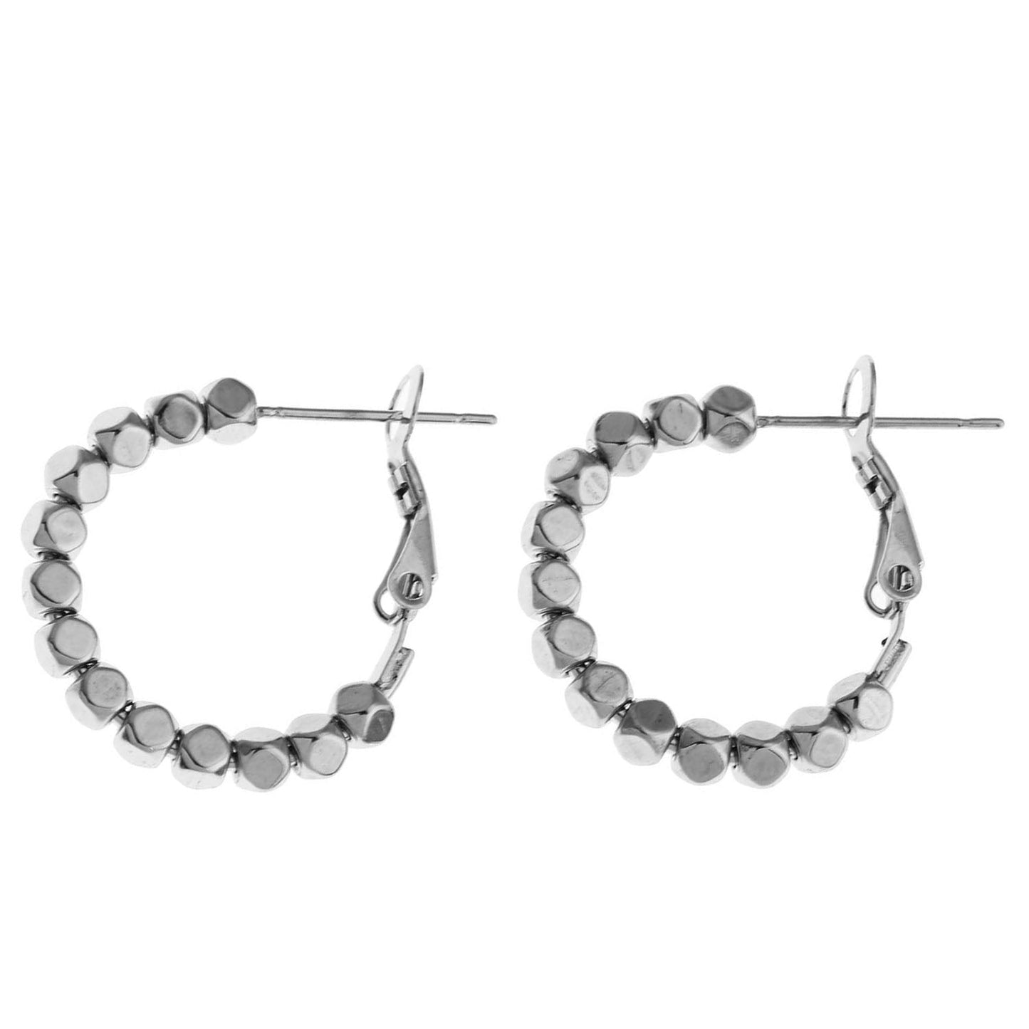 ANDALI Square Beads Hoop Silver Earrings