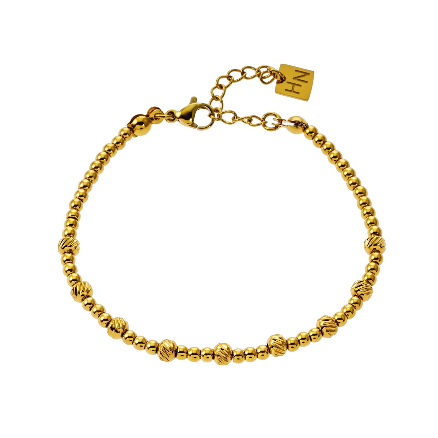 Style ANNABETH 7580: Twin-Bead Fusion Gold Chain Bracelet.