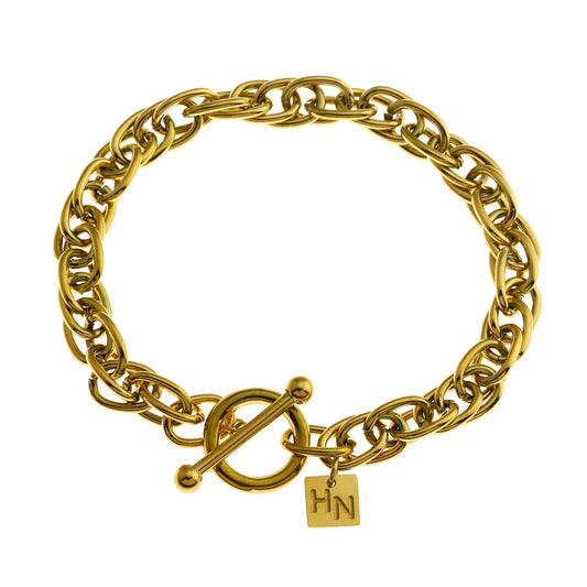 ARDA Chunky Intricate Multi-Link Bracelet with Circle & T-Stopper
