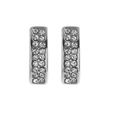 ASTRID: Minimalist Pavé Zirconia Curved Bar Stud Earrings Silver