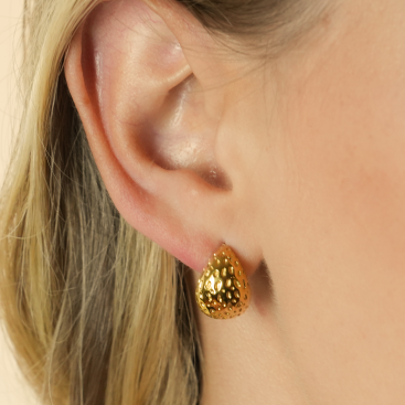 AVERSA: Hammered Texture Tear Drop Stud Earrings