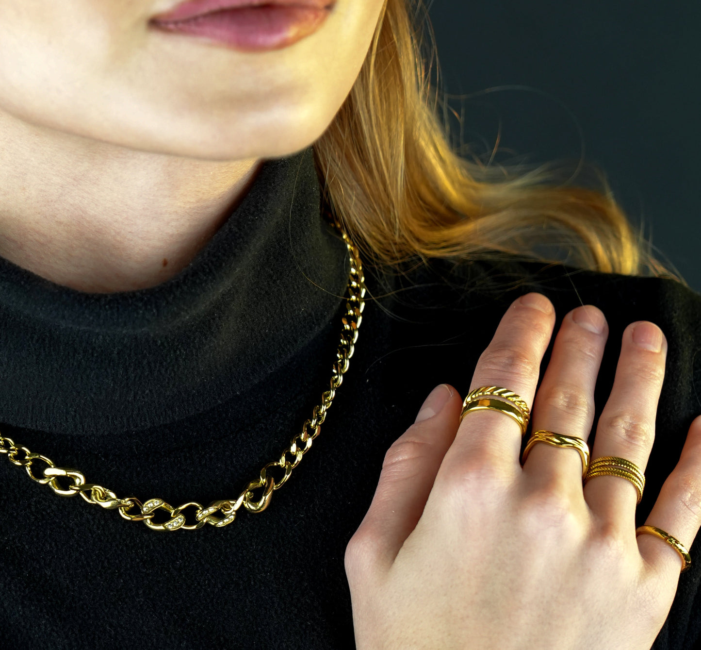 BRYONY Symmetrical Textured Pre-Stacked Ring