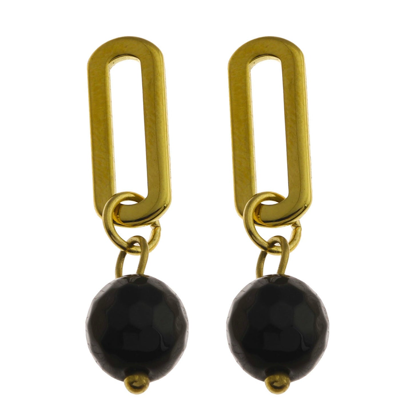 DAKATA Black Onyx Drop Hoop Earrings