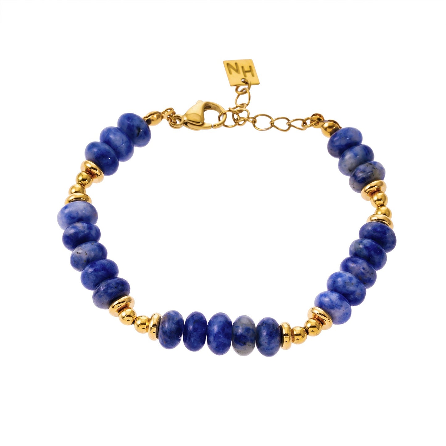 Style ELINA 7306: Sodalite Stone & Gold Beaded Modern Boho Bracelet