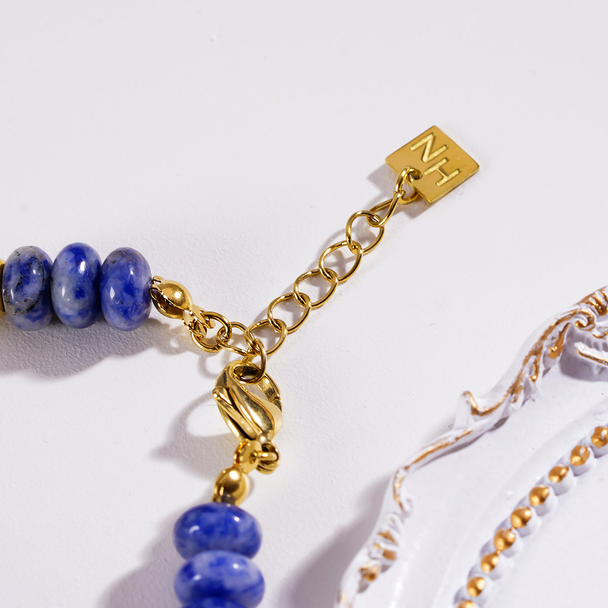 Style ELINA 7306: Sodalite Stone & Gold Beaded Modern Boho Bracelet