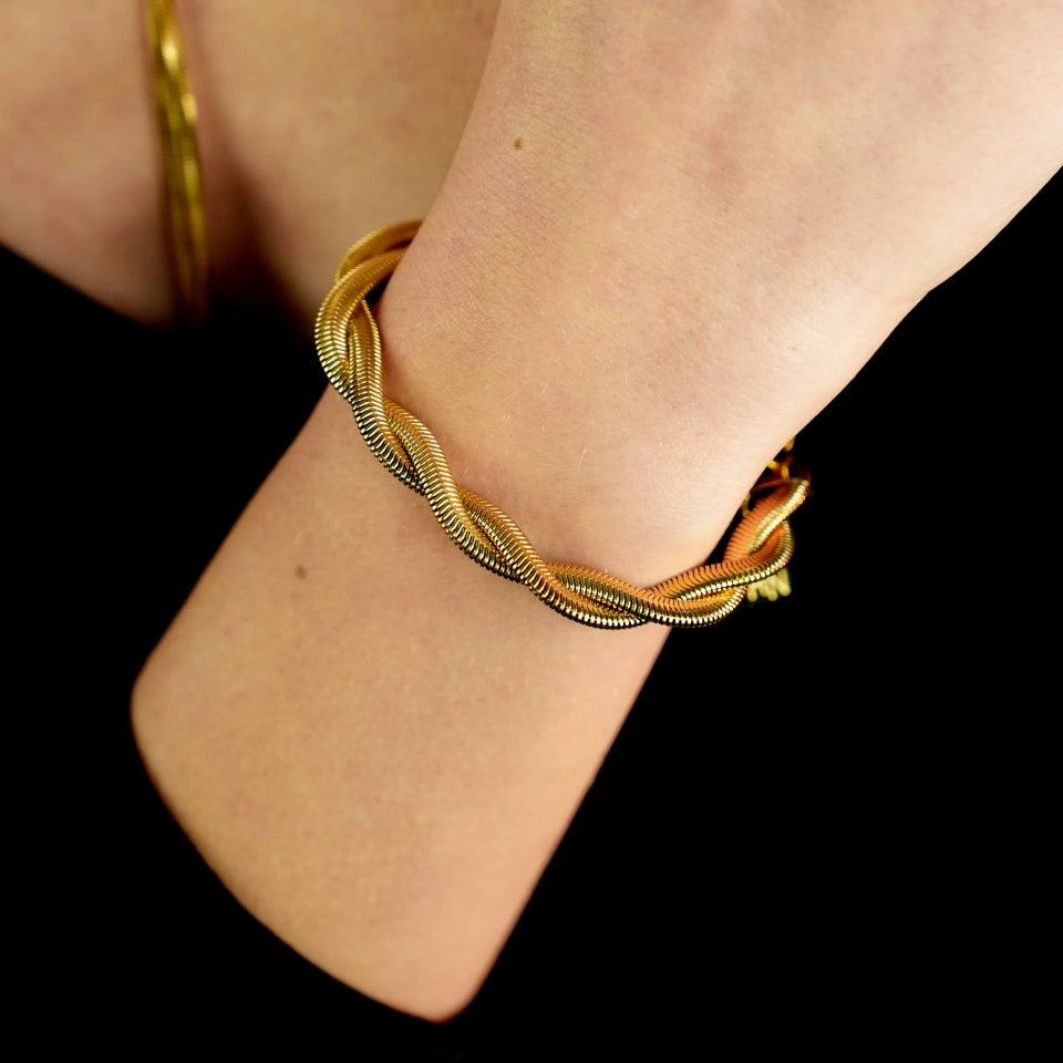 GALENA Criss-Crossed Snake-Skin Duo Chain Bracelet