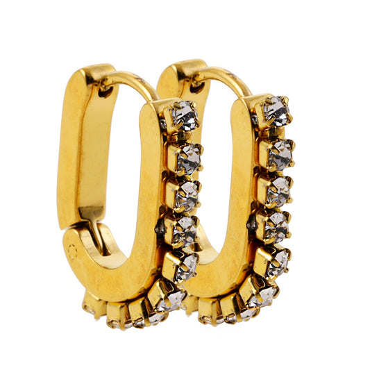 HARMONIA: Cylinder Shaped Hoop Earrings Embedded with Zirconia Beads