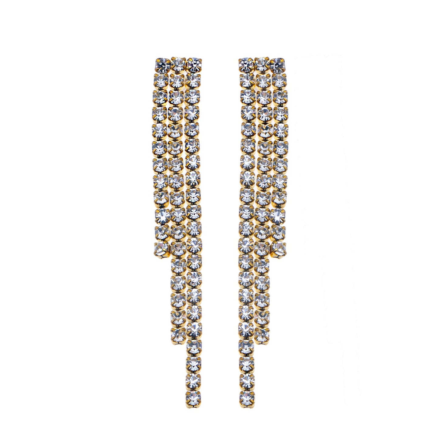 JOSEFINA: Three-String Zirconia Bead Drop Earrings