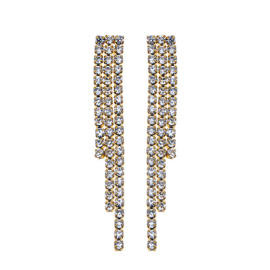 JOSEFINA: Three-String Zirconia Bead Drop Earrings