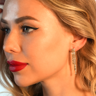 JOSEFINA: Three-String Zirconia Bead Drop Earrings