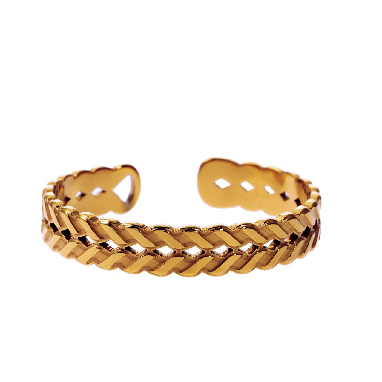 Style LUCAS 3565: Double Stacked Herringbone Design Textured Ring.