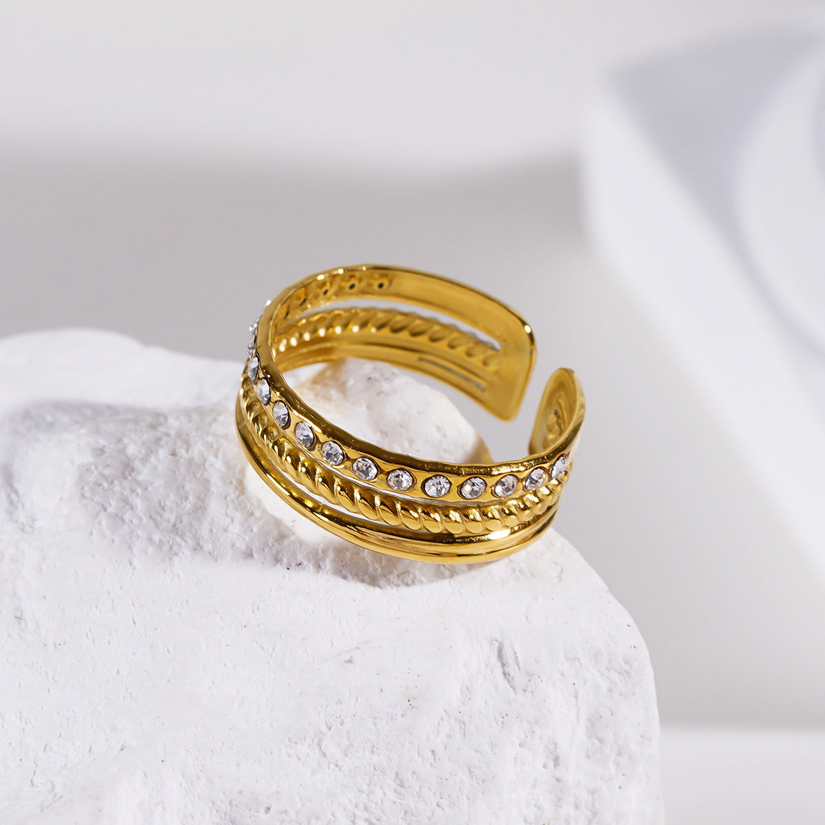 LUMINA: Multi Stacked Zirconia Embellished Ring