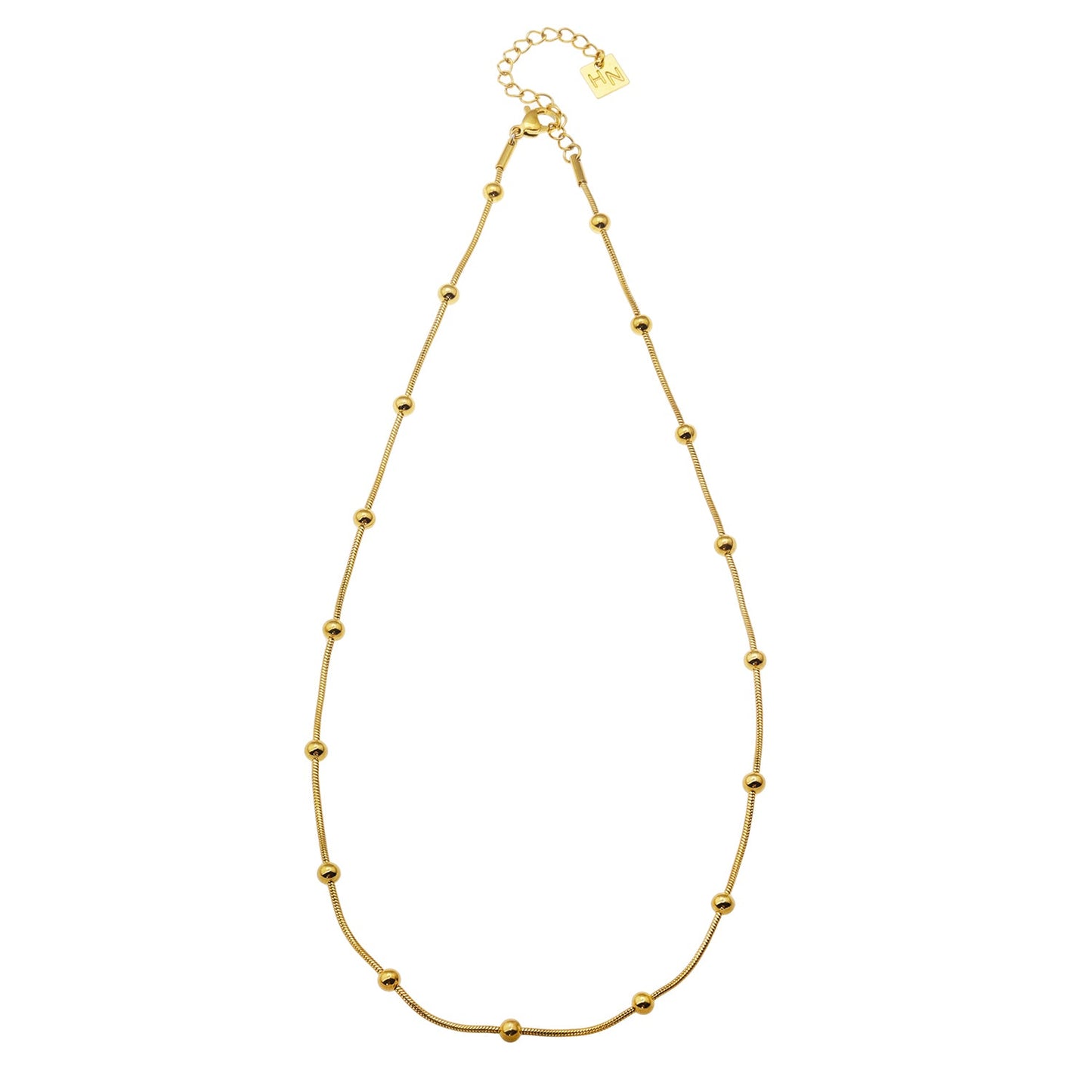 MAKARIA:  Snake-Skin Textured Chain Necklace with Ball Shaped Beads