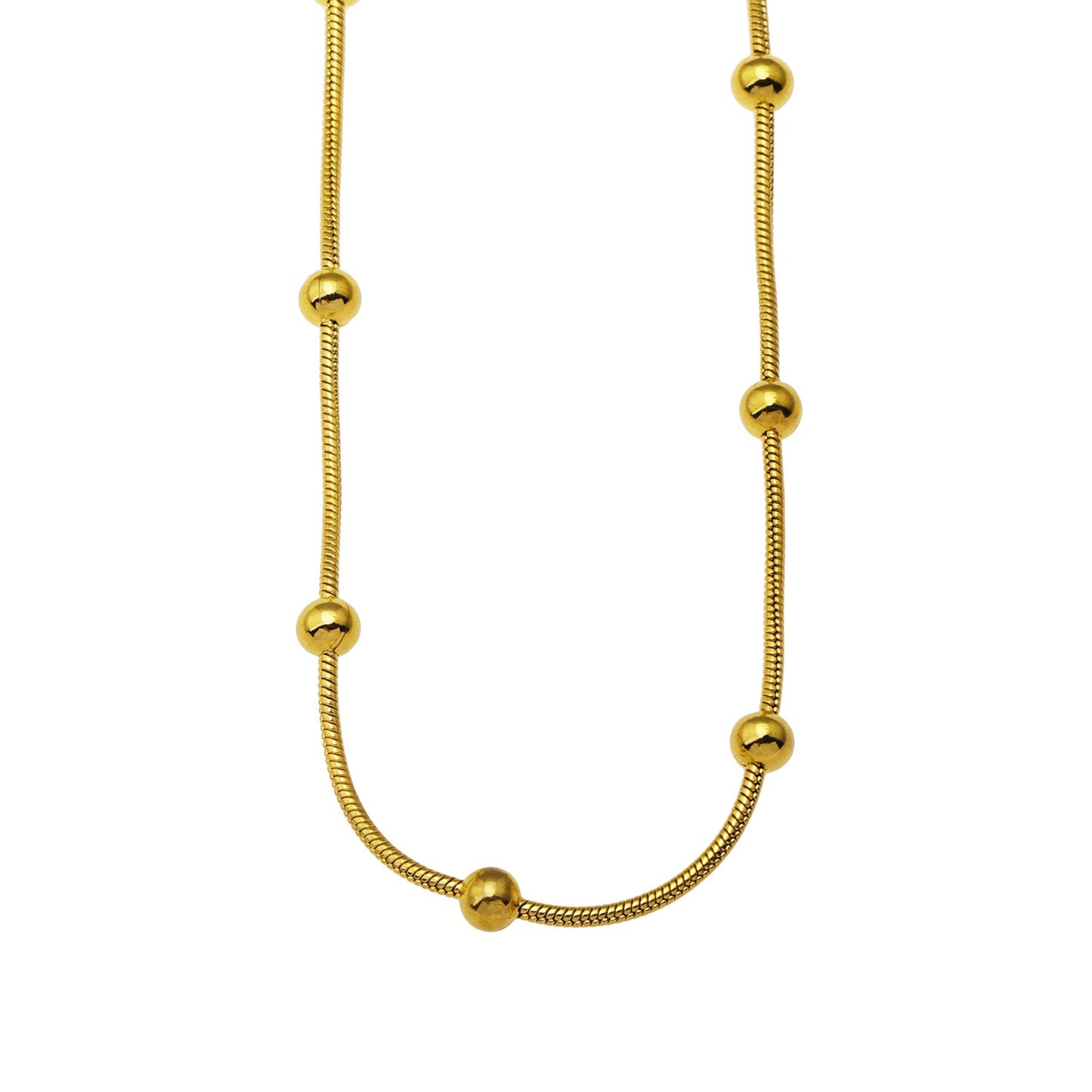 MAKARIA:  Snake-Skin Textured Chain Necklace with Ball Shaped Beads