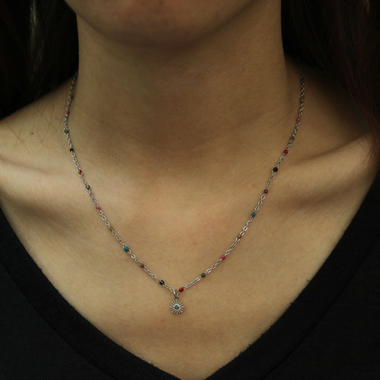 Style MARLOW 2224: Dainty Star Charm & Coloured Dainty Beads on a Silver Chain