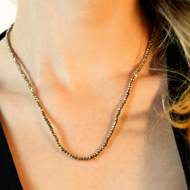 MEDILNA: Gold-Black Two-Tone Crystal Beads Chain Necklace