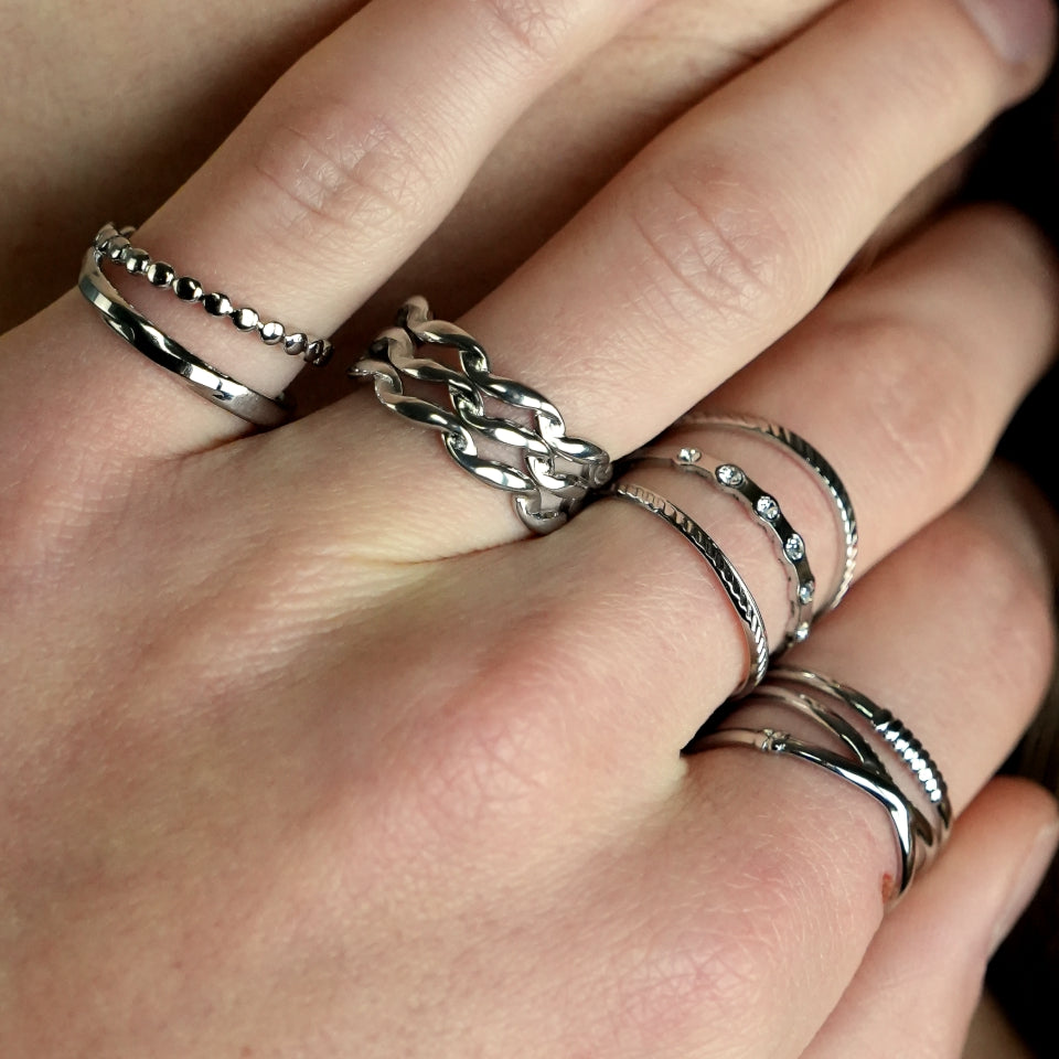 PAIGE Triple Stacked Wavy Silver Ring