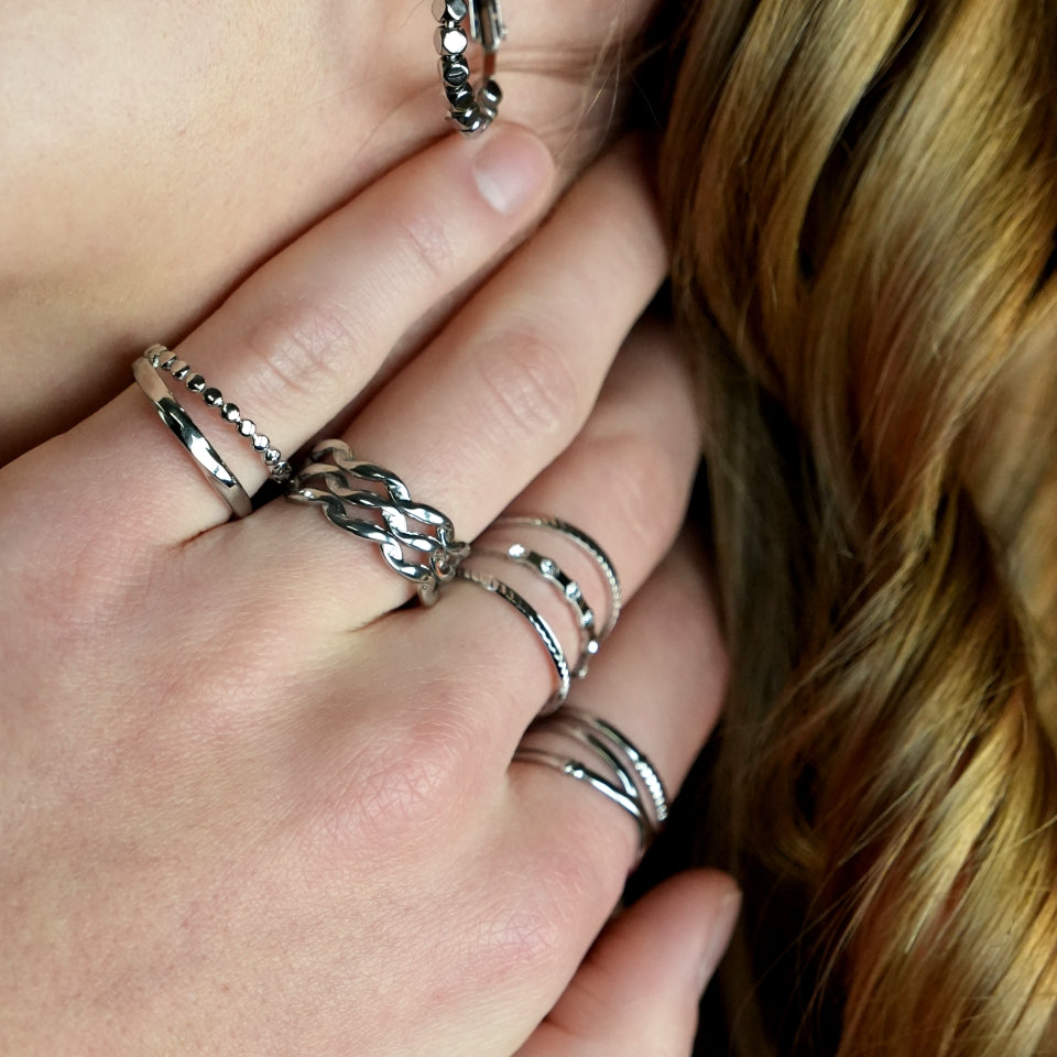 PAIGE Triple Stacked Wavy Silver Ring