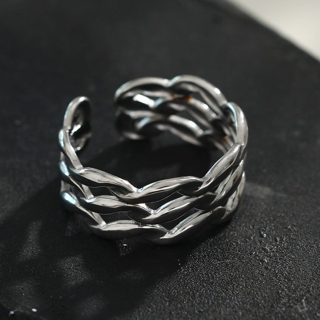 PAIGE Triple Stacked Wavy Silver Ring