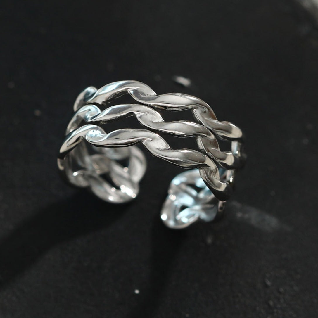 PAIGE Triple Stacked Wavy Silver Ring