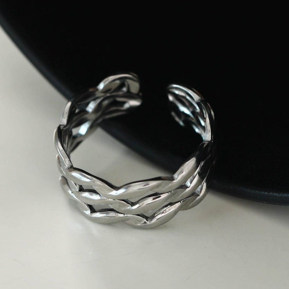 PAIGE Triple Stacked Wavy Silver Ring