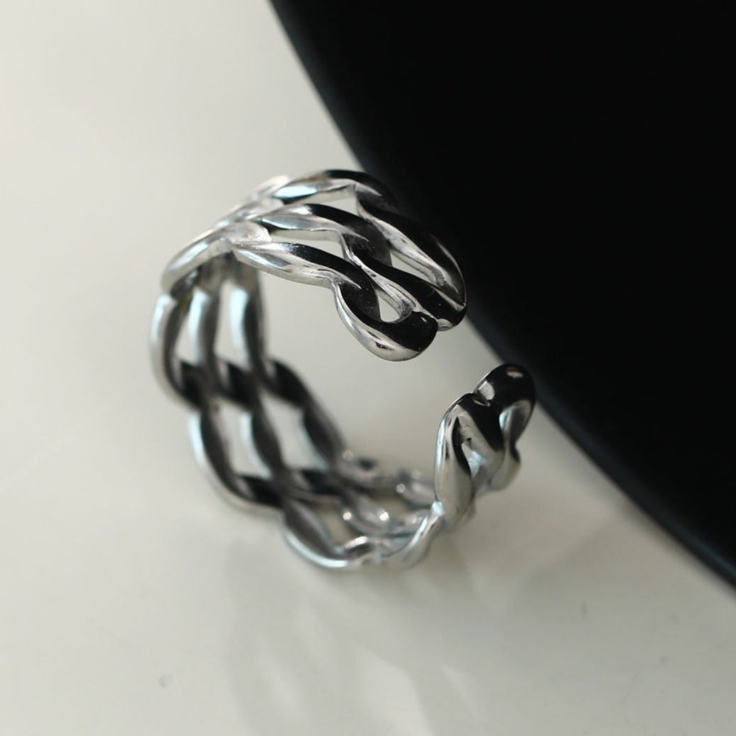 PAIGE Triple Stacked Wavy Silver Ring