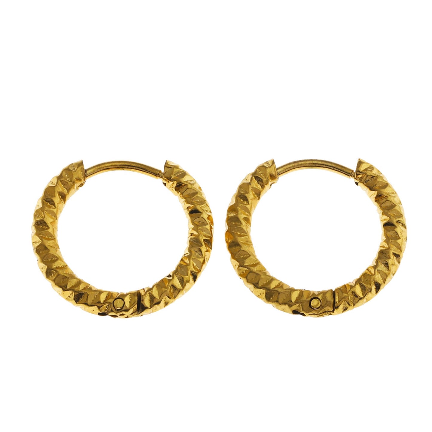 VISCONTA Gold: Chiselled Finish - Textured Surface Mini Hoop Earrings