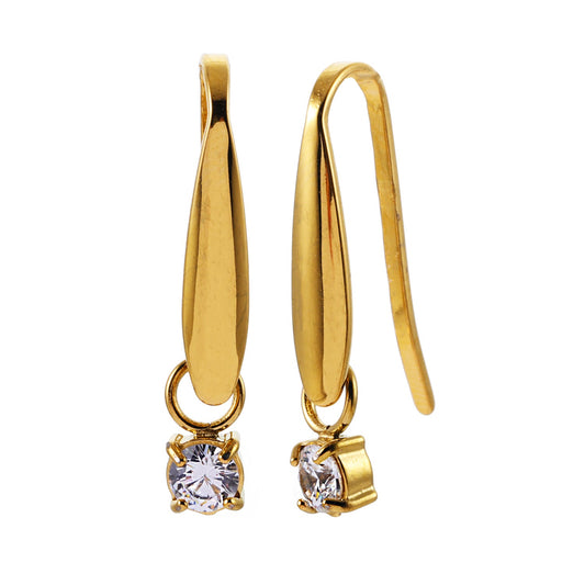 AITANA: Vintage-inspired Tear Drop Earrings with Solitaire Zirconia Gemstone