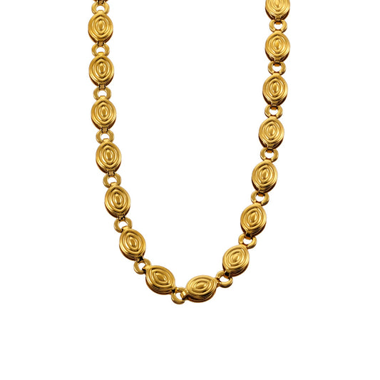 ANTHEA: Patterned Oval Beaded Chain Necklace