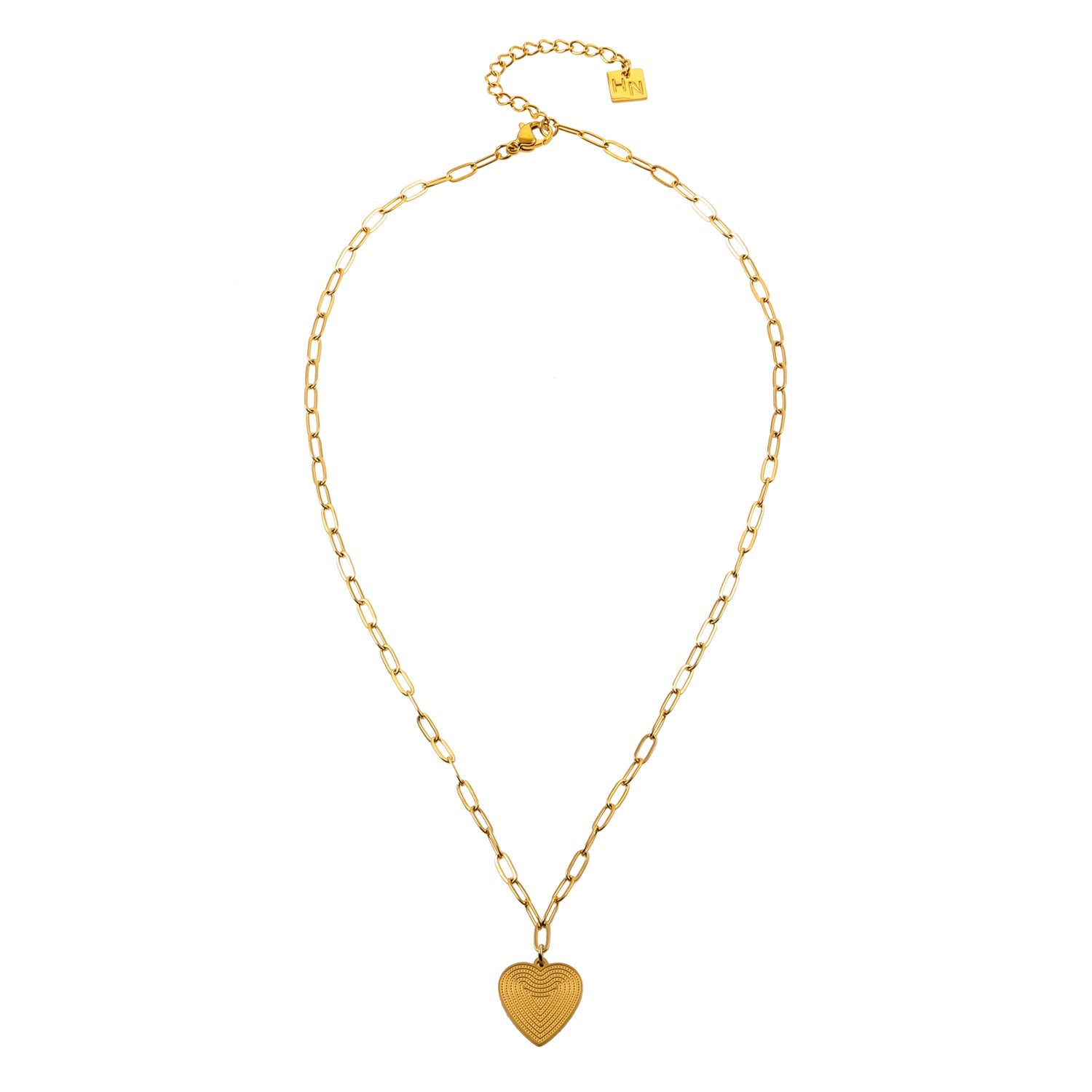Style ALARA 03515: Mini Paper Clip Chain Anchoring a Patterned Heart Charm