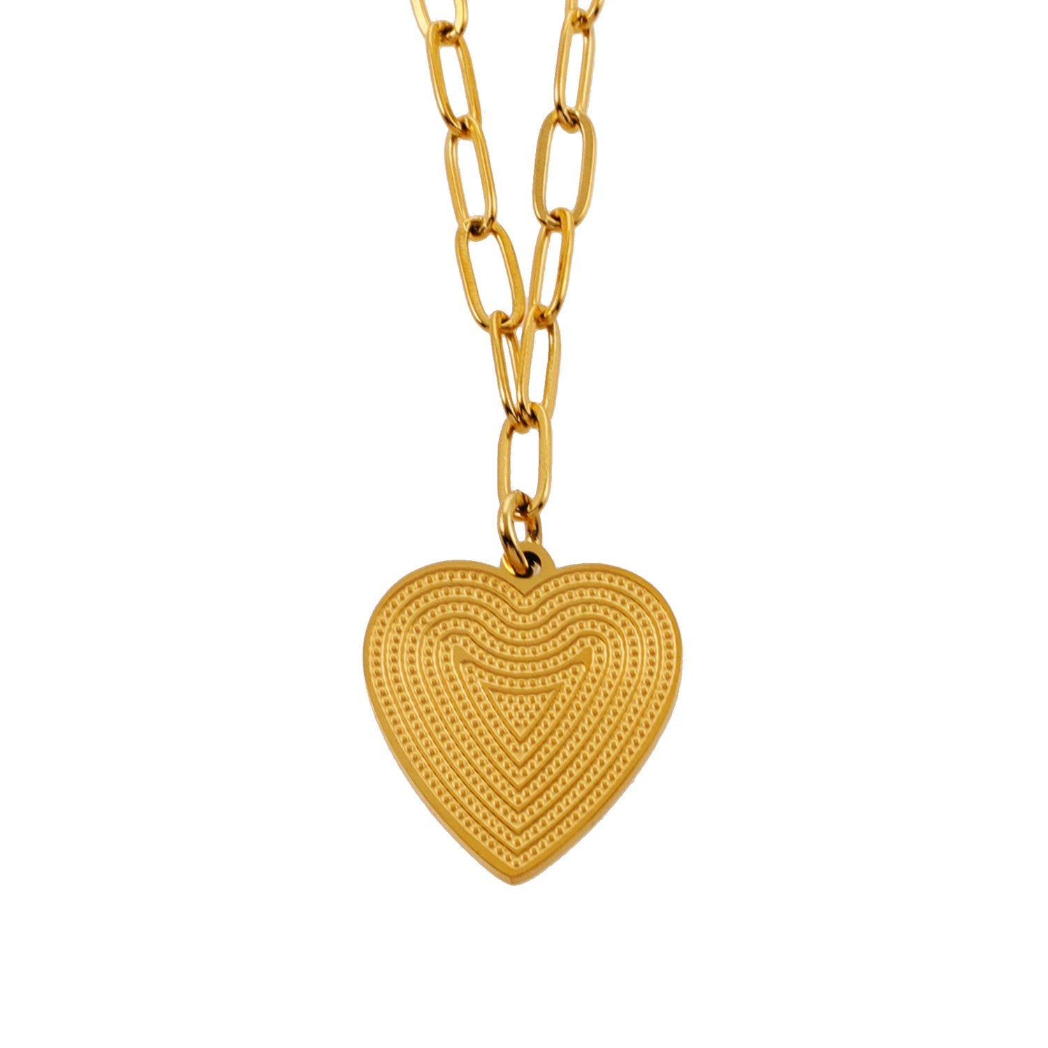Style ALARA 03515: Mini Paper Clip Chain Anchoring a Patterned Heart Charm