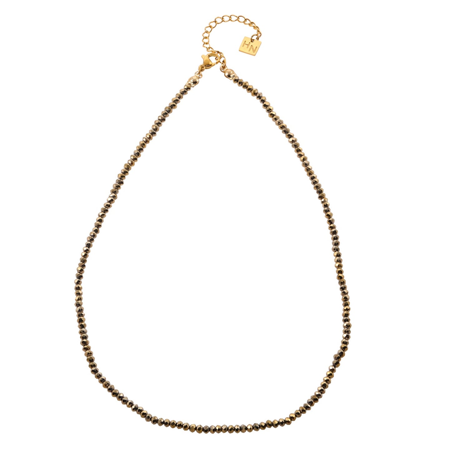 MEDILNA: Gold-Black Two-Tone Crystal Beads Chain Necklace