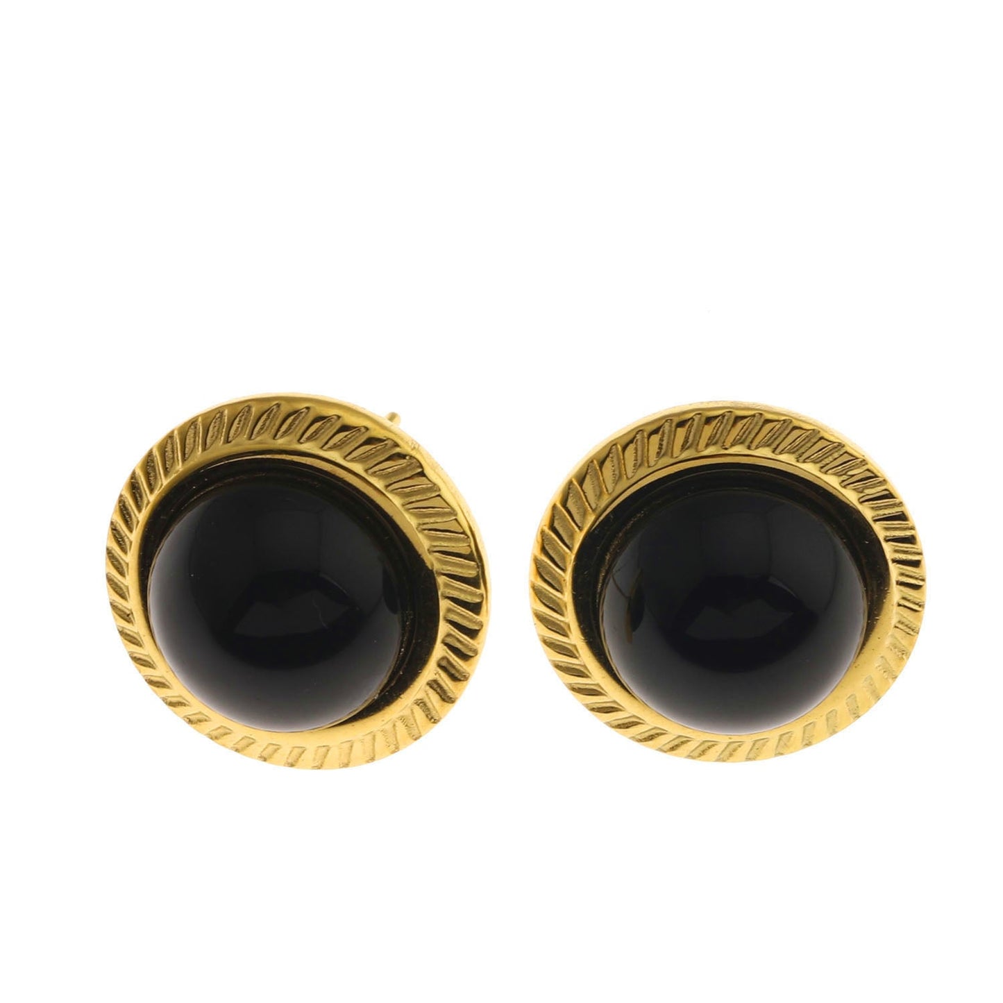 CYNTHIA Elegant Natural Stone Black Classic Stud Earrings