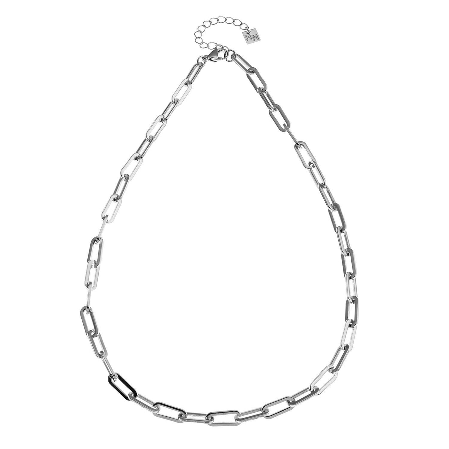 JACINTA Contemporary Paper Clip Silver Chain Necklace