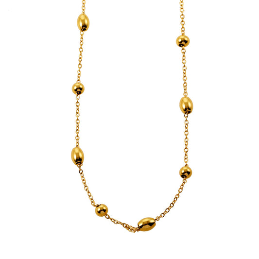 VIGO: Effortless & Essential Oval & Ball Beaded Gold Chain Necklace