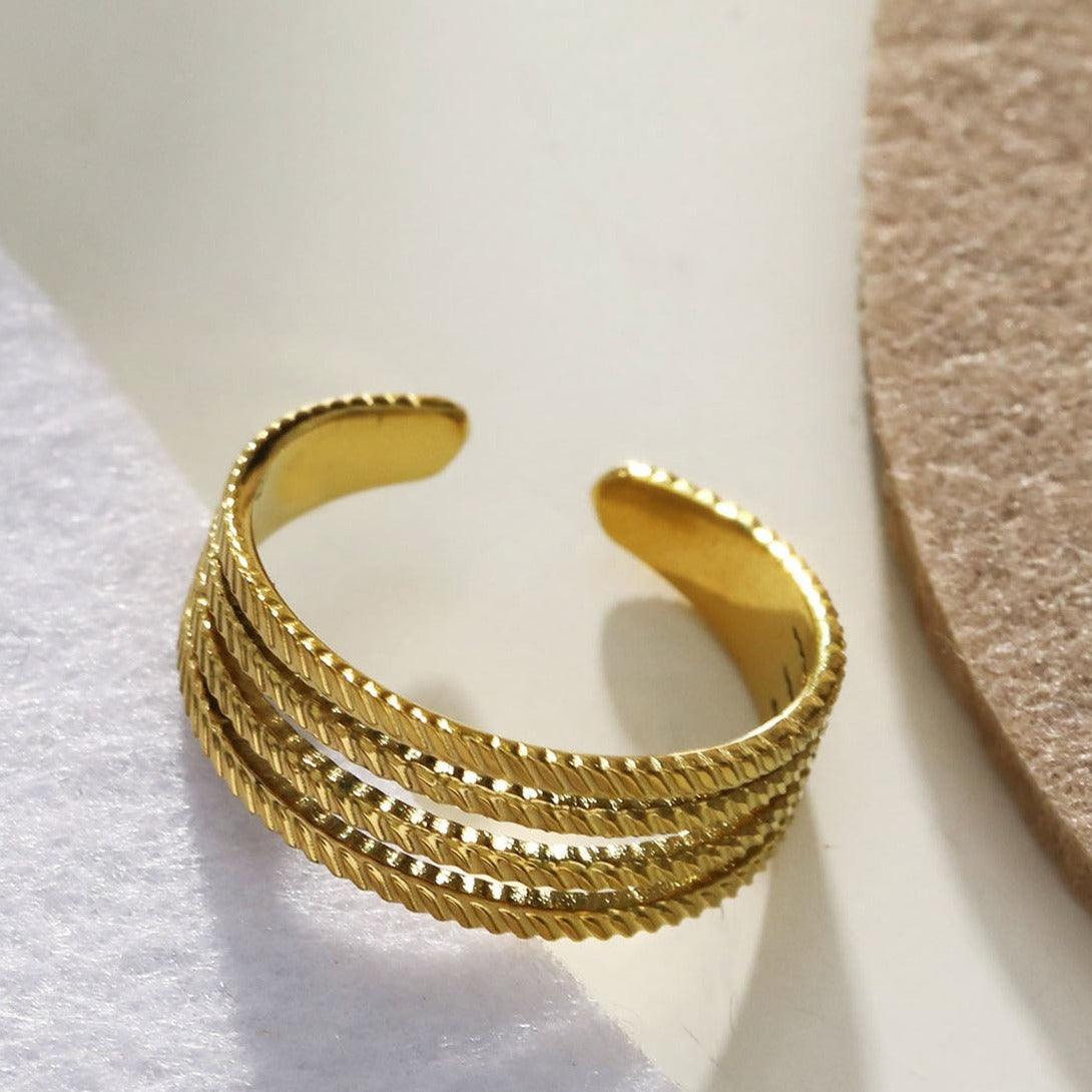 BRYONY Symmetrical Textured Pre-Stacked Ring