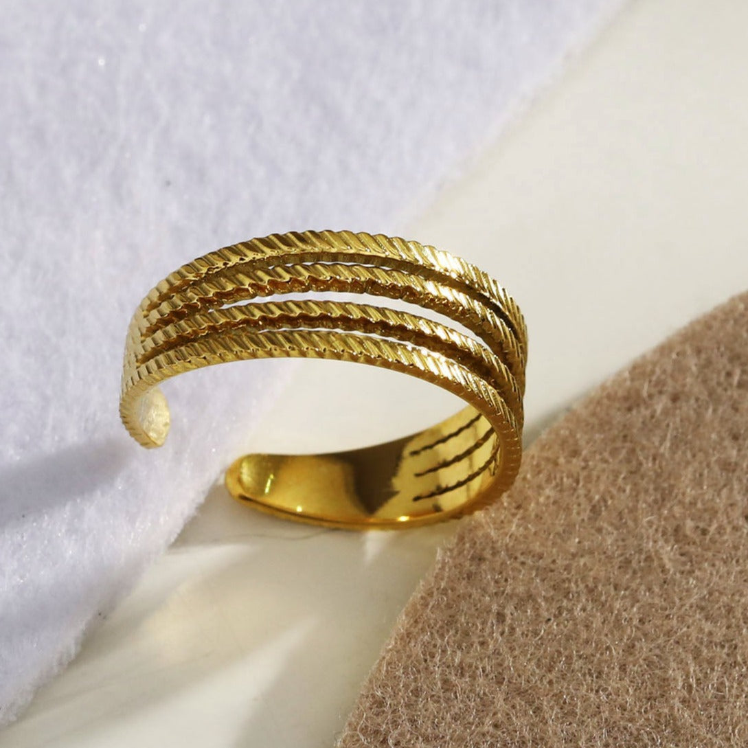 BRYONY Symmetrical Textured Pre-Stacked Ring