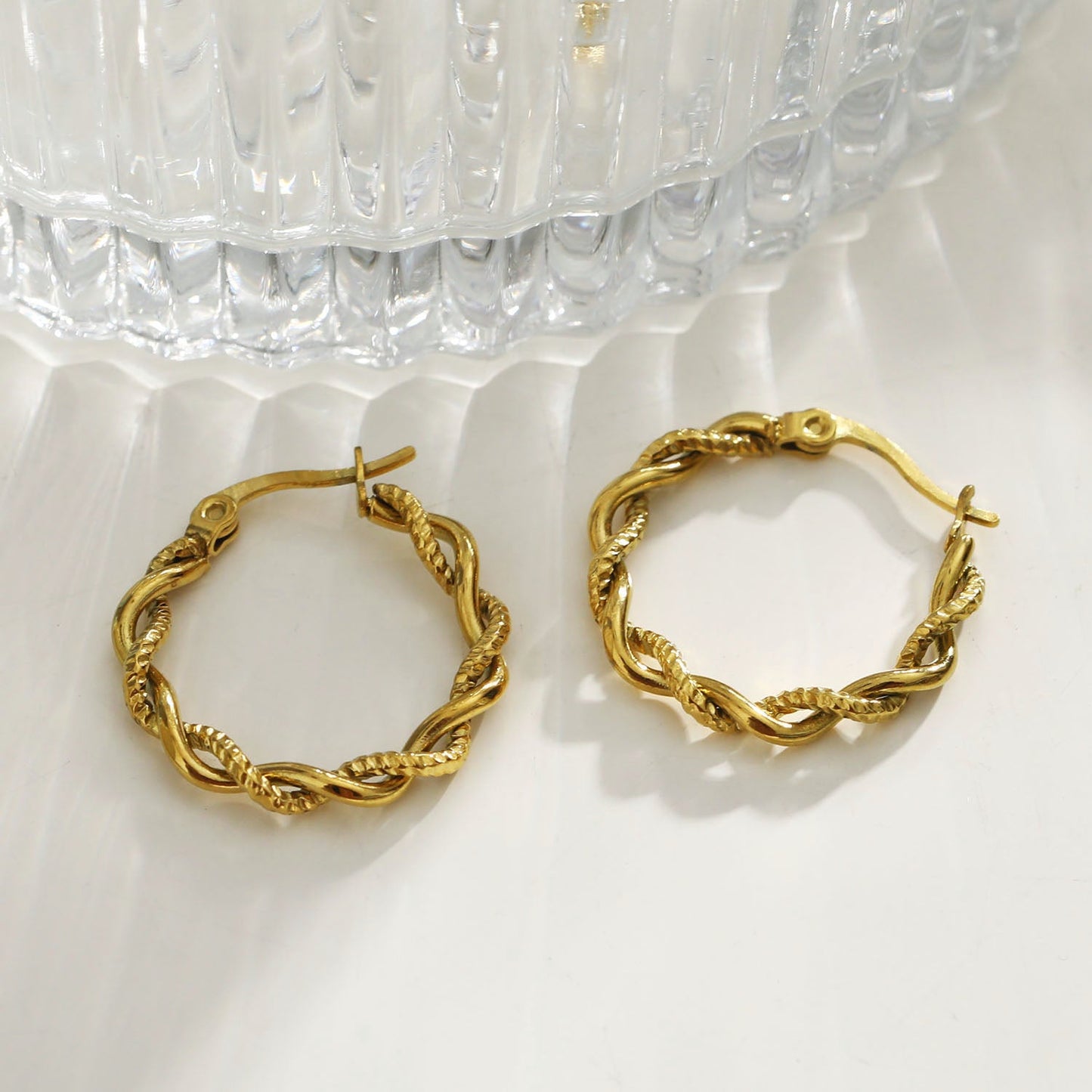 BARBARA Contrast Textured Twisted Rope Hoop Earring