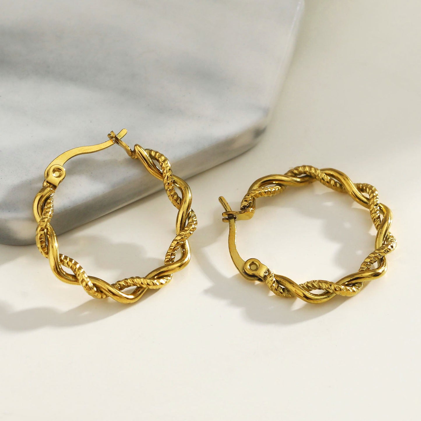 BARBARA Contrast Textured Twisted Rope Hoop Earring