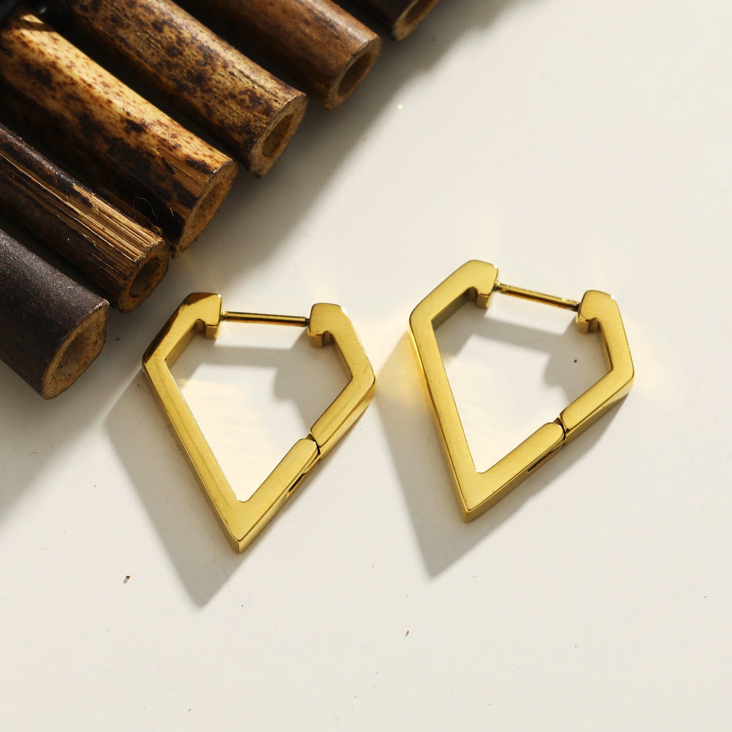 CAGLAIRI Triangle Shaped Contemporary Mini Hoop Earrings