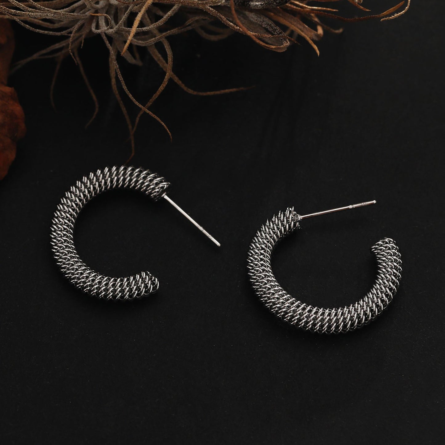 KUMASI Richly Textured Silver Hoop Earrings