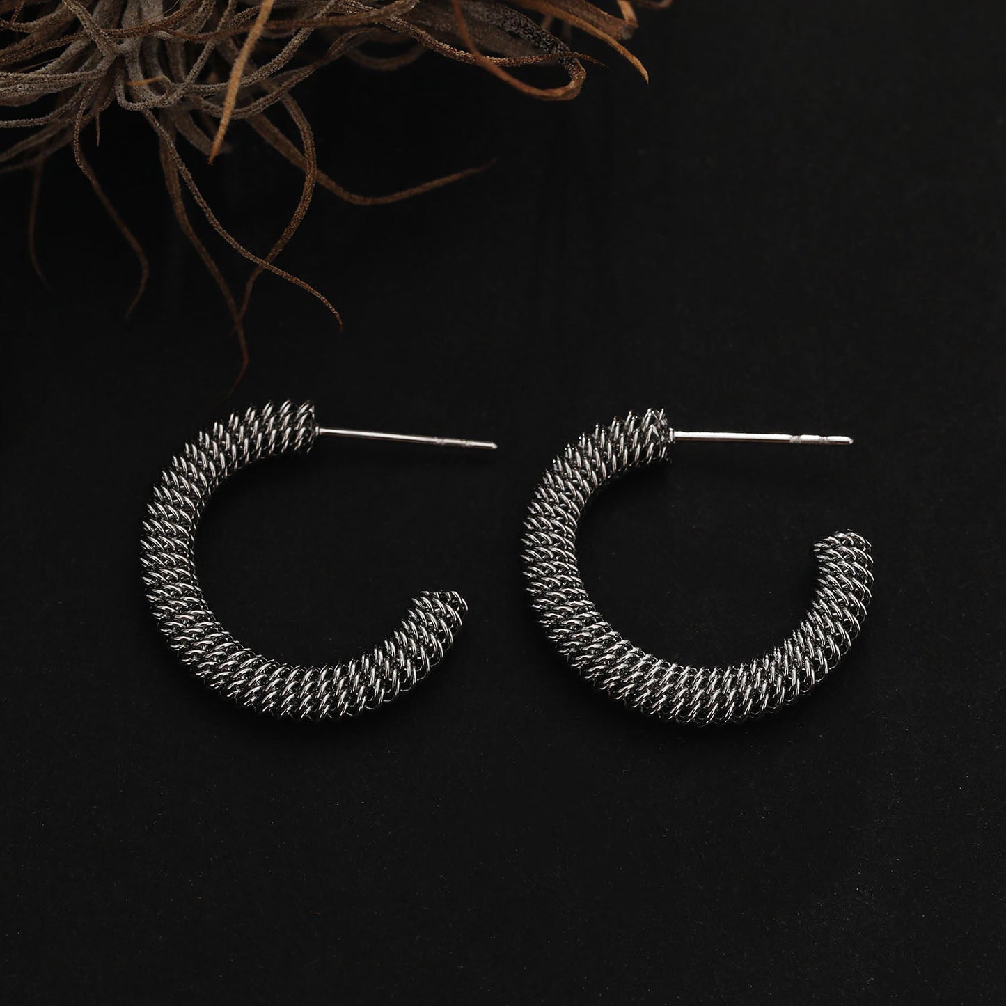 KUMASI Richly Textured Silver Hoop Earrings