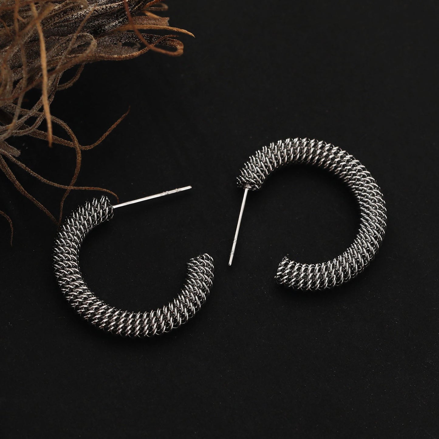 KUMASI Richly Textured Silver Hoop Earrings